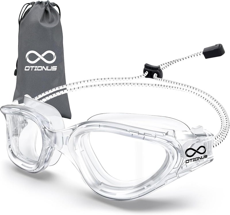 Otionus Store Swim Goggles, Polarized Adult Swimming Goggles Bungee Strap No Hair Pulling Anti-fog Pool Goggles for Men Women - Image 1